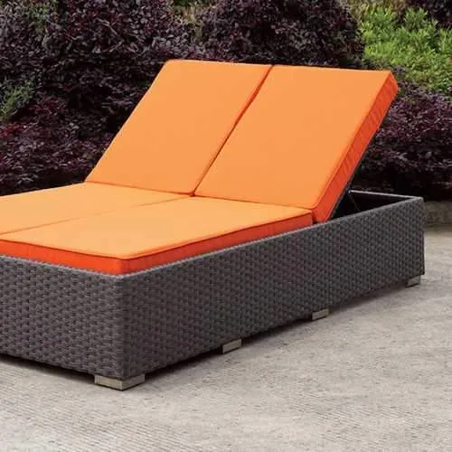 Dixie Contemporary Chaise, Light Brown & Orange