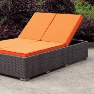 Dixie Contemporary Chaise, Light Brown & Orange