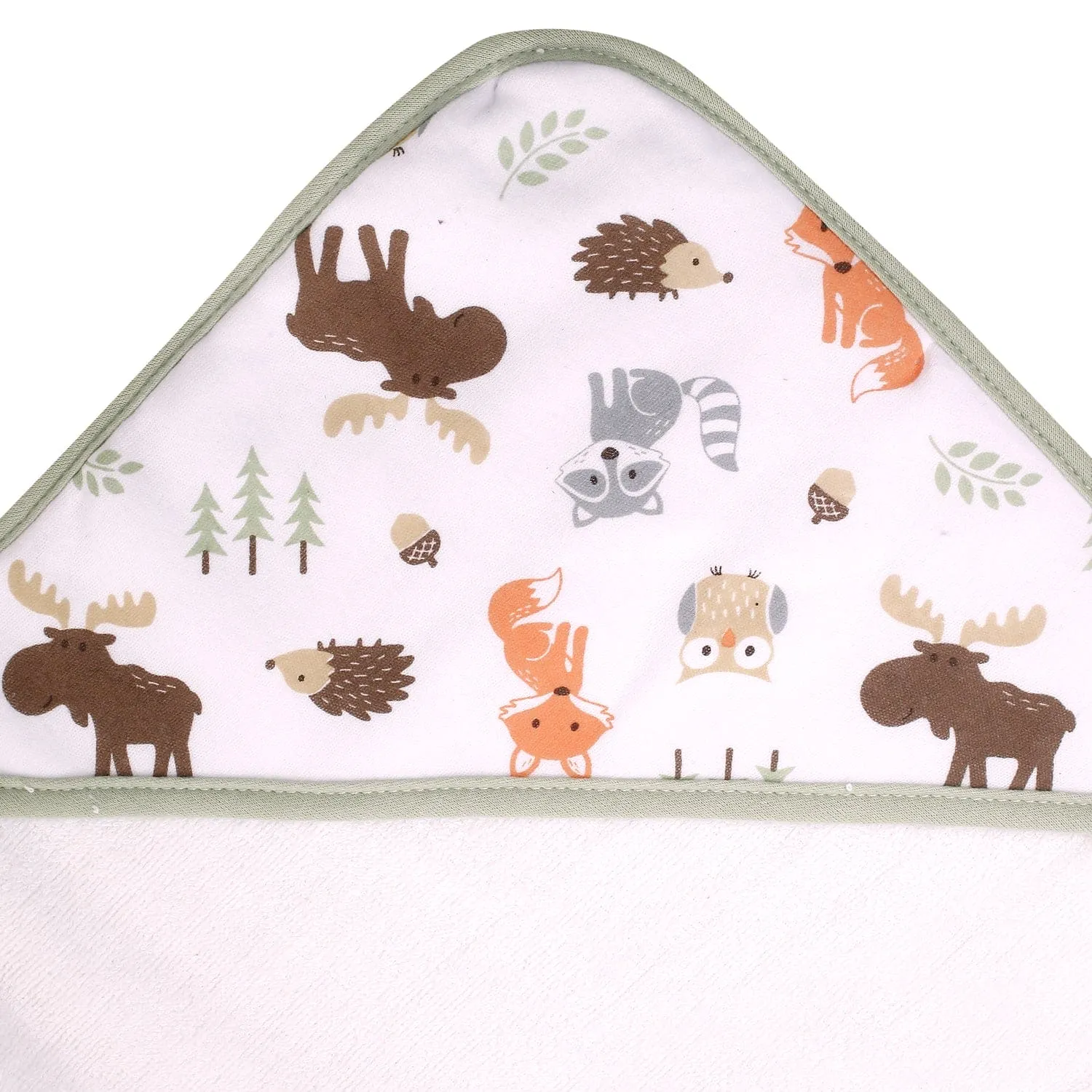 Exotic Animals Green Hooded Towel & Wash Cloth Set