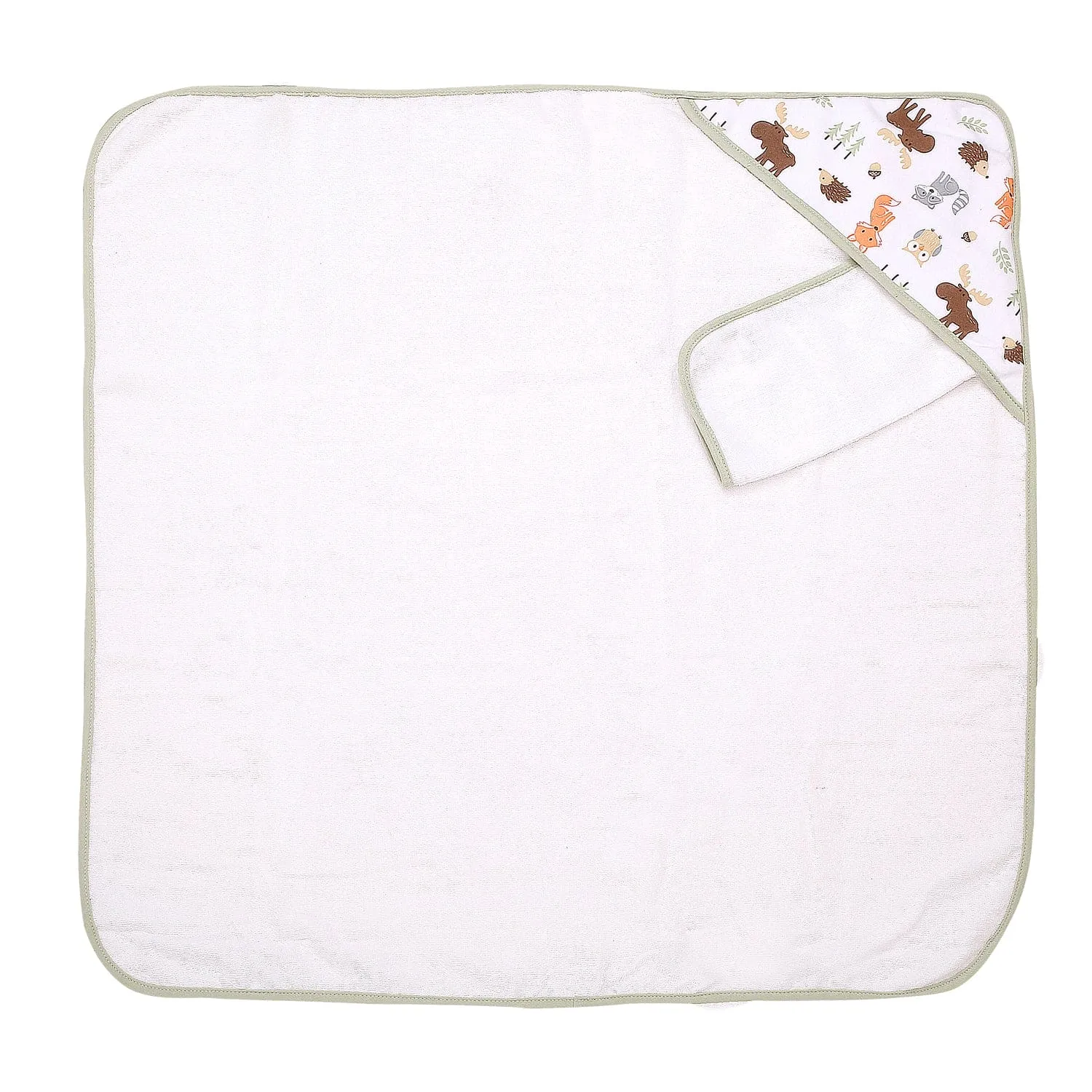 Exotic Animals Green Hooded Towel & Wash Cloth Set