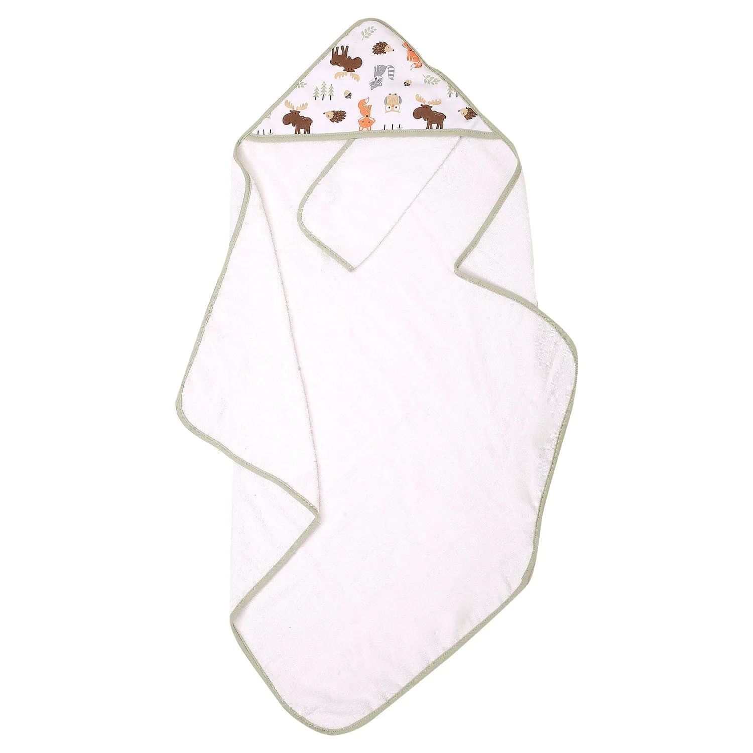 Exotic Animals Green Hooded Towel & Wash Cloth Set