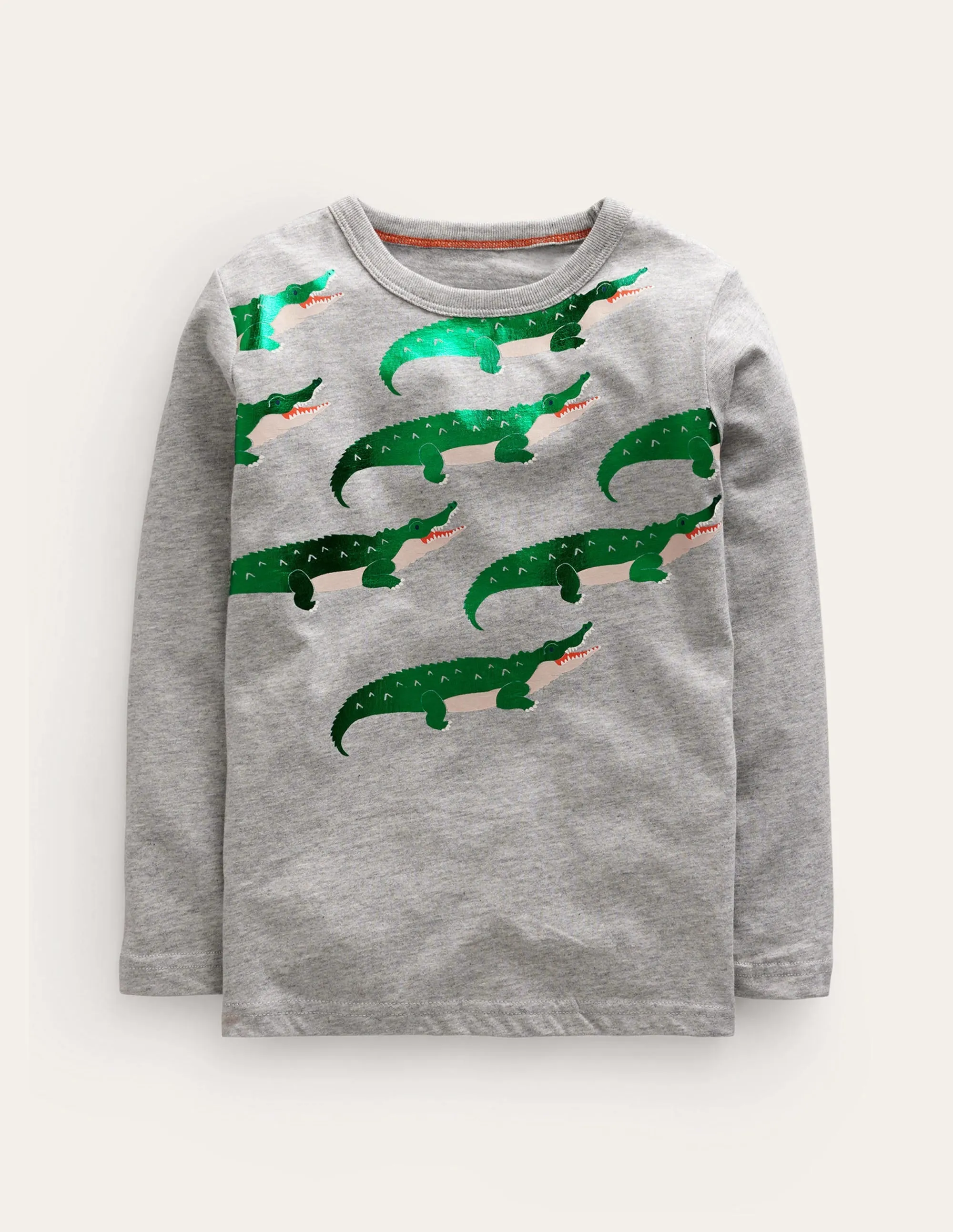Foil printed T-shirt-Grey Marl Crocodile