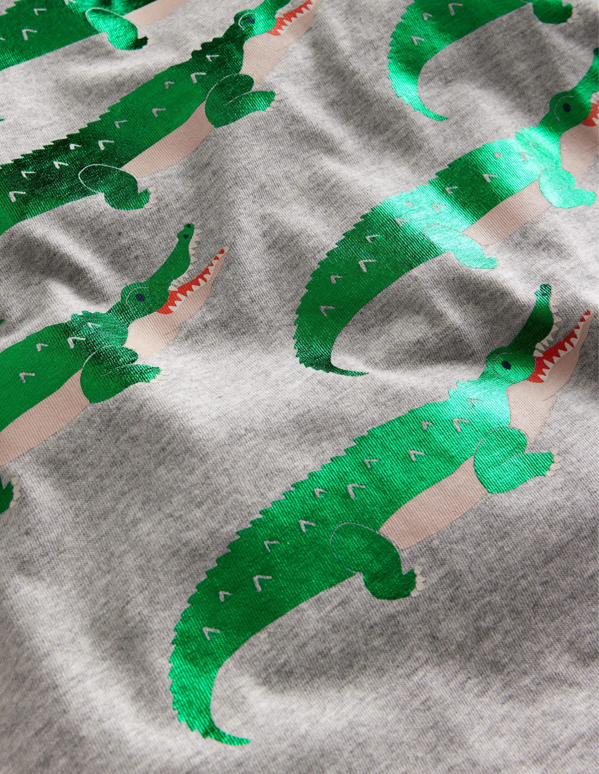 Foil printed T-shirt-Grey Marl Crocodile