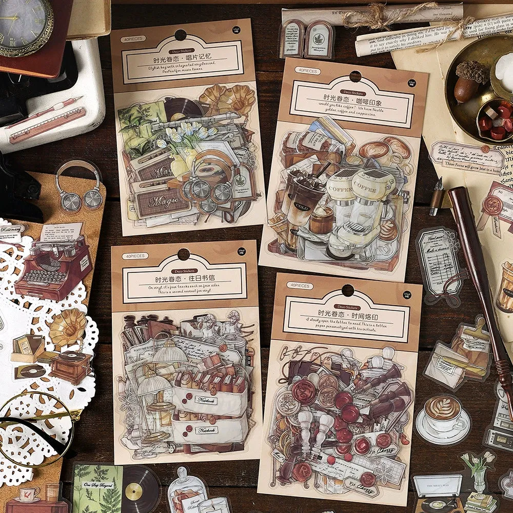 【Full set of 4 packs】 Nostalgic Life Story Sticker Set - Capture the Essence of Your Journey with Timeless Charm
