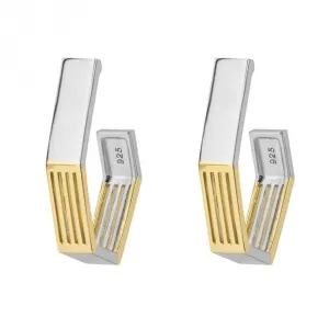 Geo Cage Design Open Yellow Gold Hoop Earrings E6220