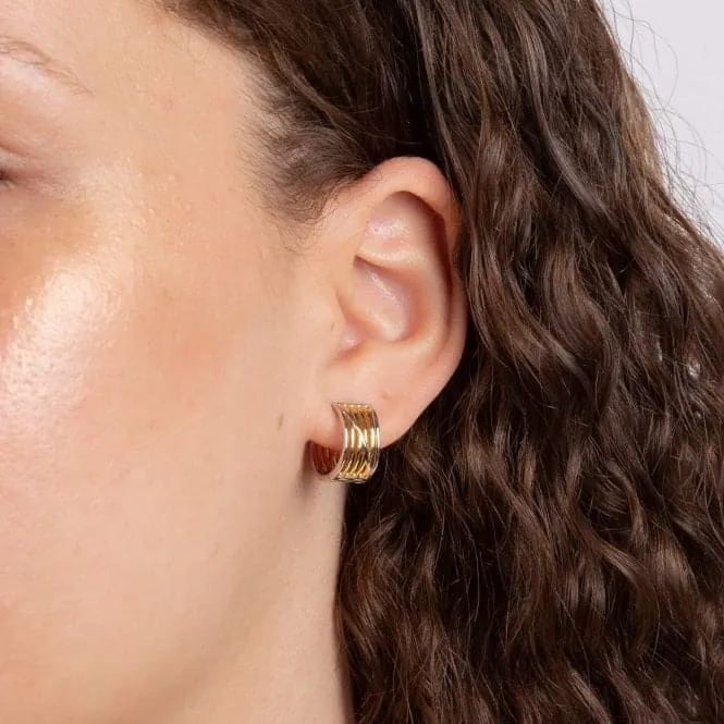Geo Cage Design Rounded Rectangle Gold Hoop Earrings E6221