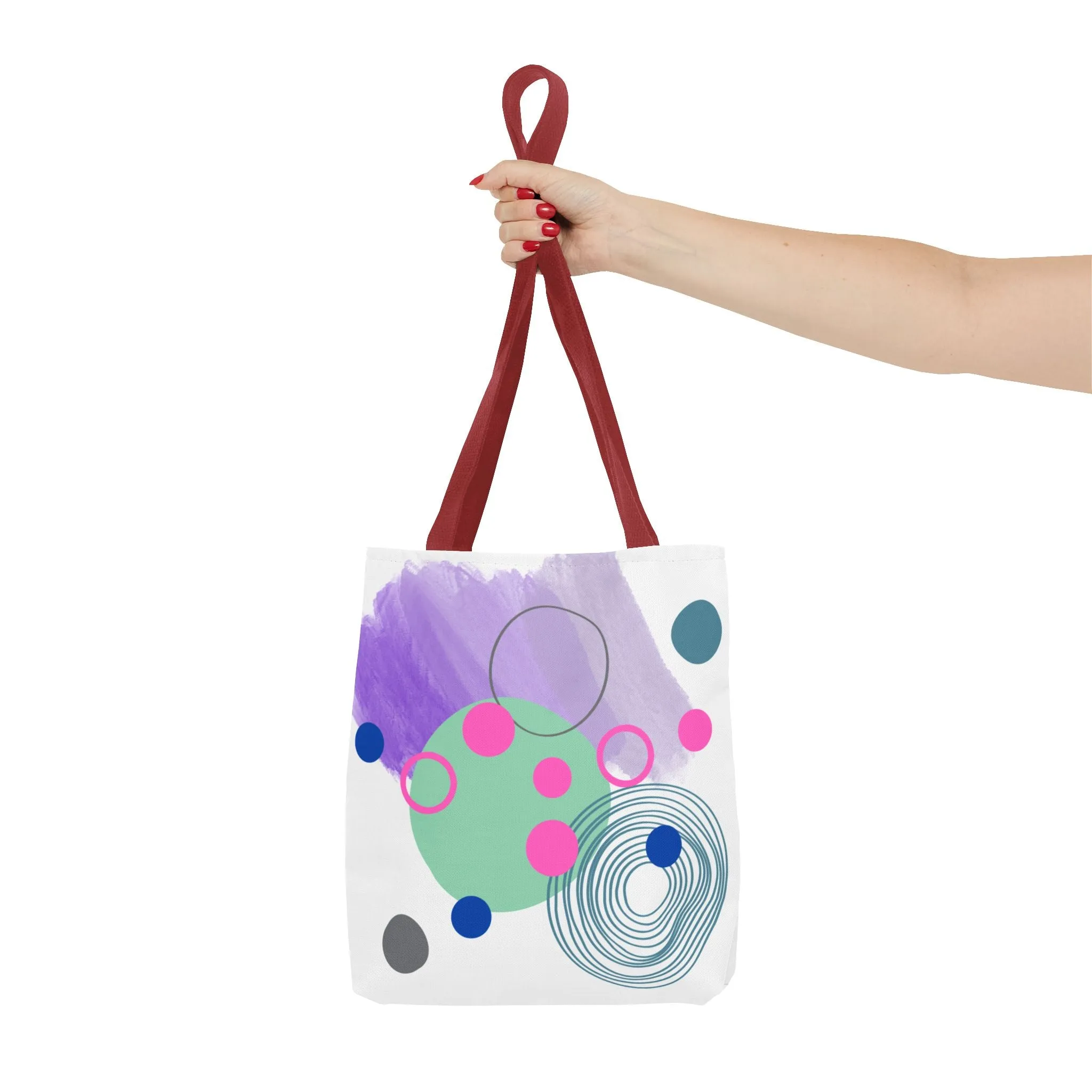 Geometric Tote Bag with Whimsical Digital Abstract Designs
