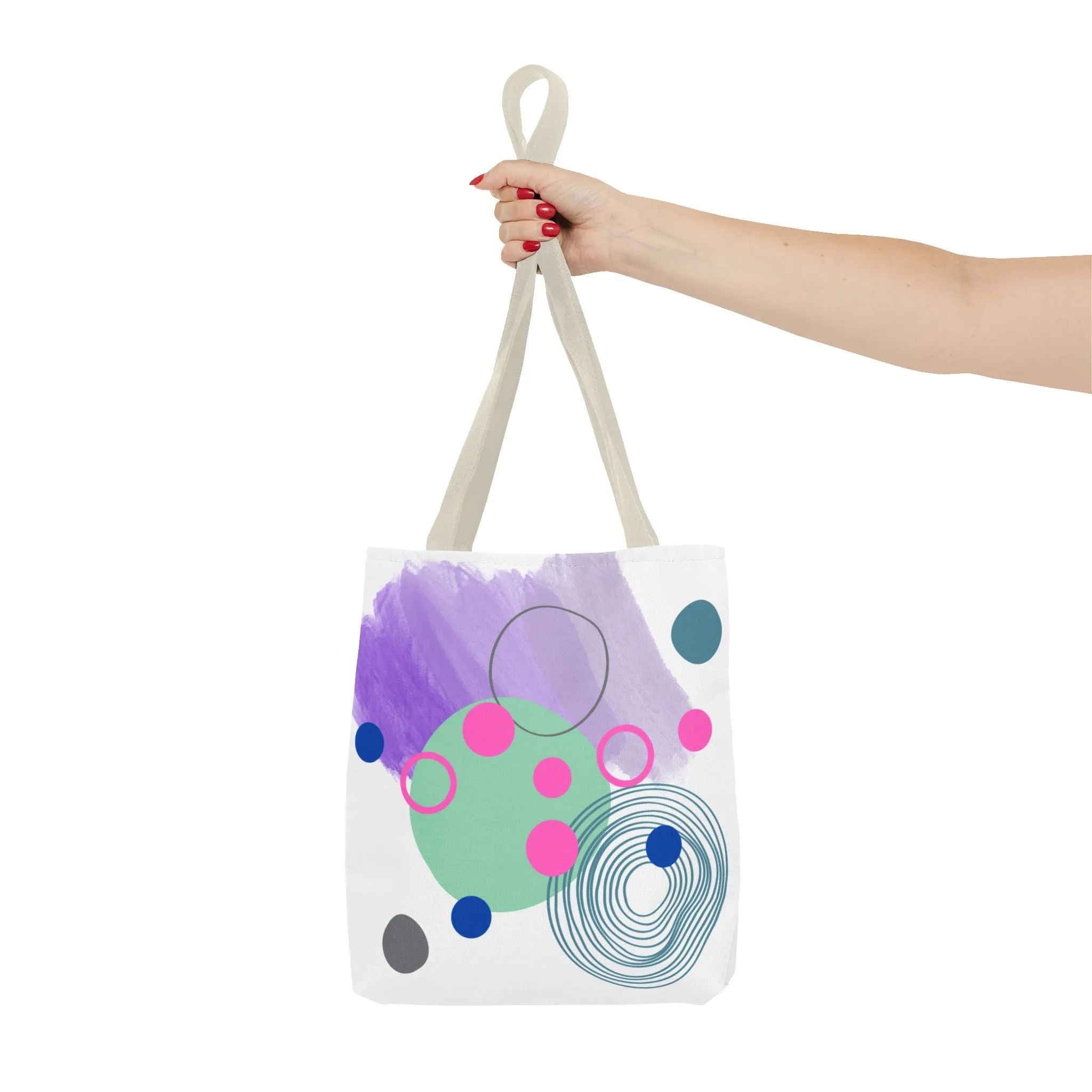 Geometric Tote Bag with Whimsical Digital Abstract Designs