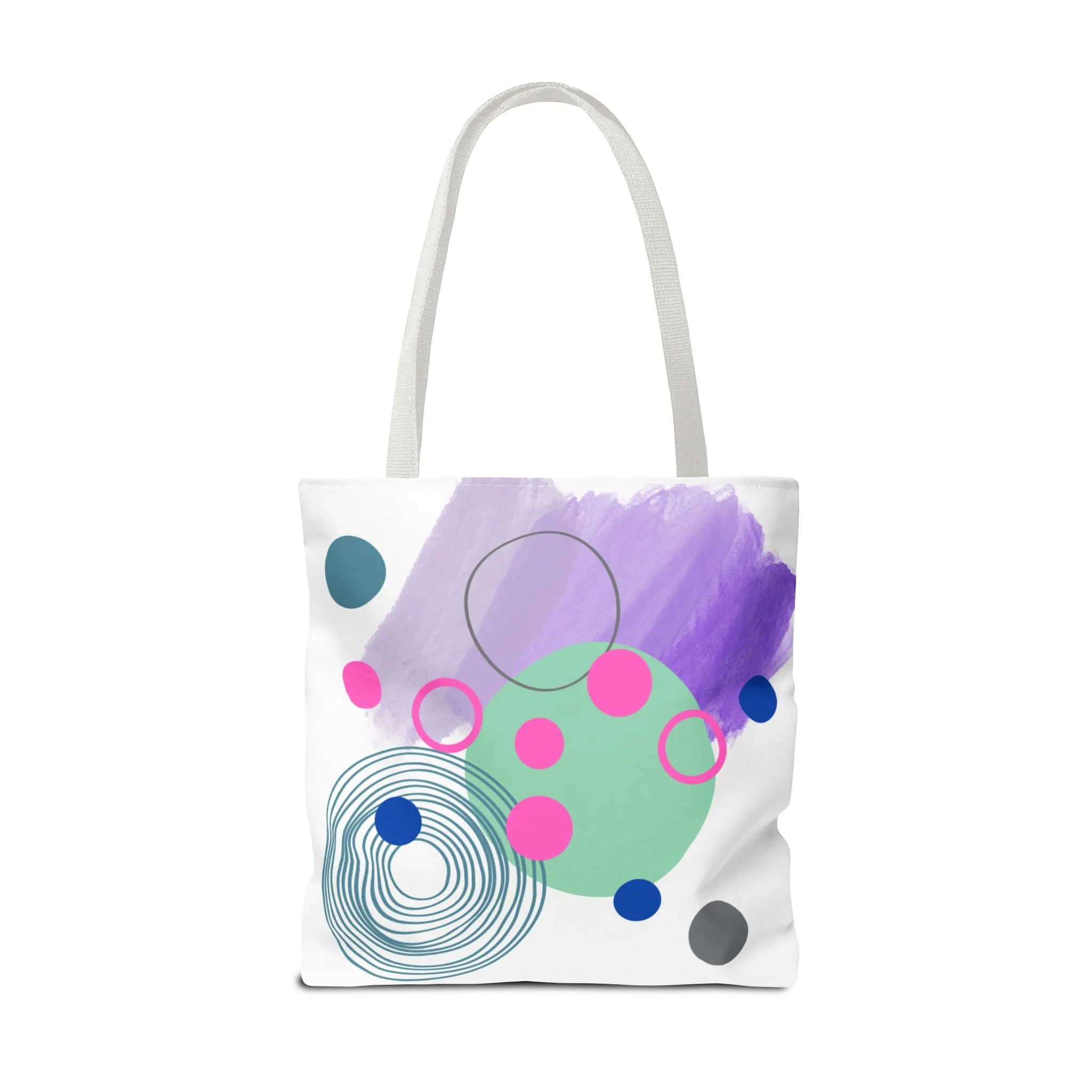 Geometric Tote Bag with Whimsical Digital Abstract Designs