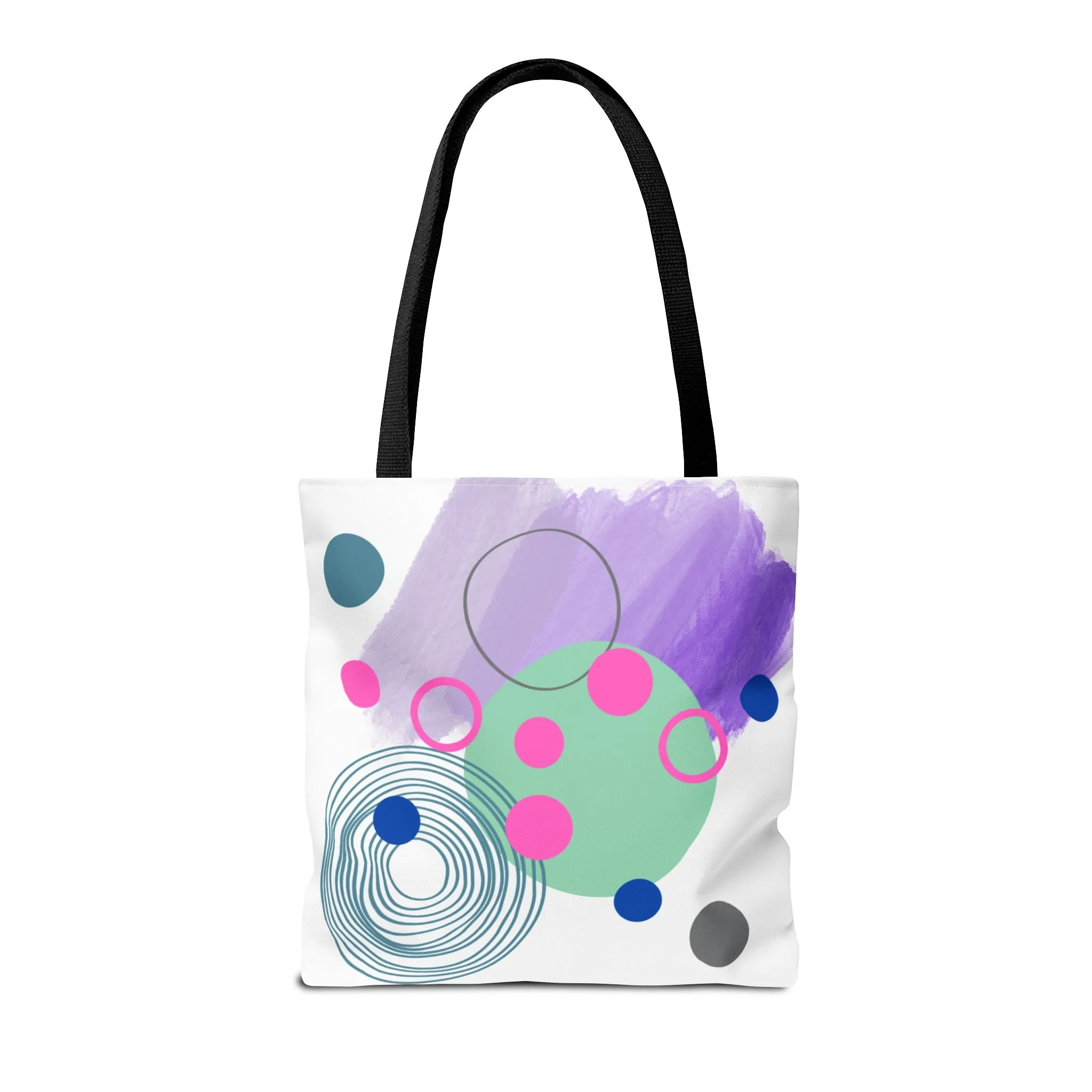 Geometric Tote Bag with Whimsical Digital Abstract Designs