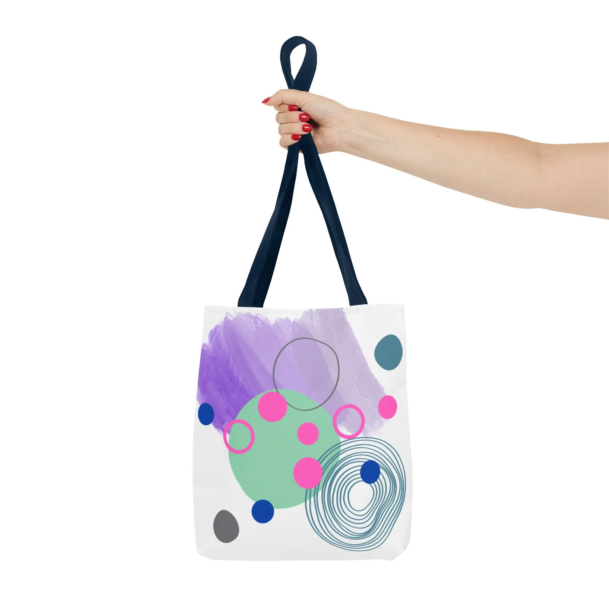 Geometric Tote Bag with Whimsical Digital Abstract Designs