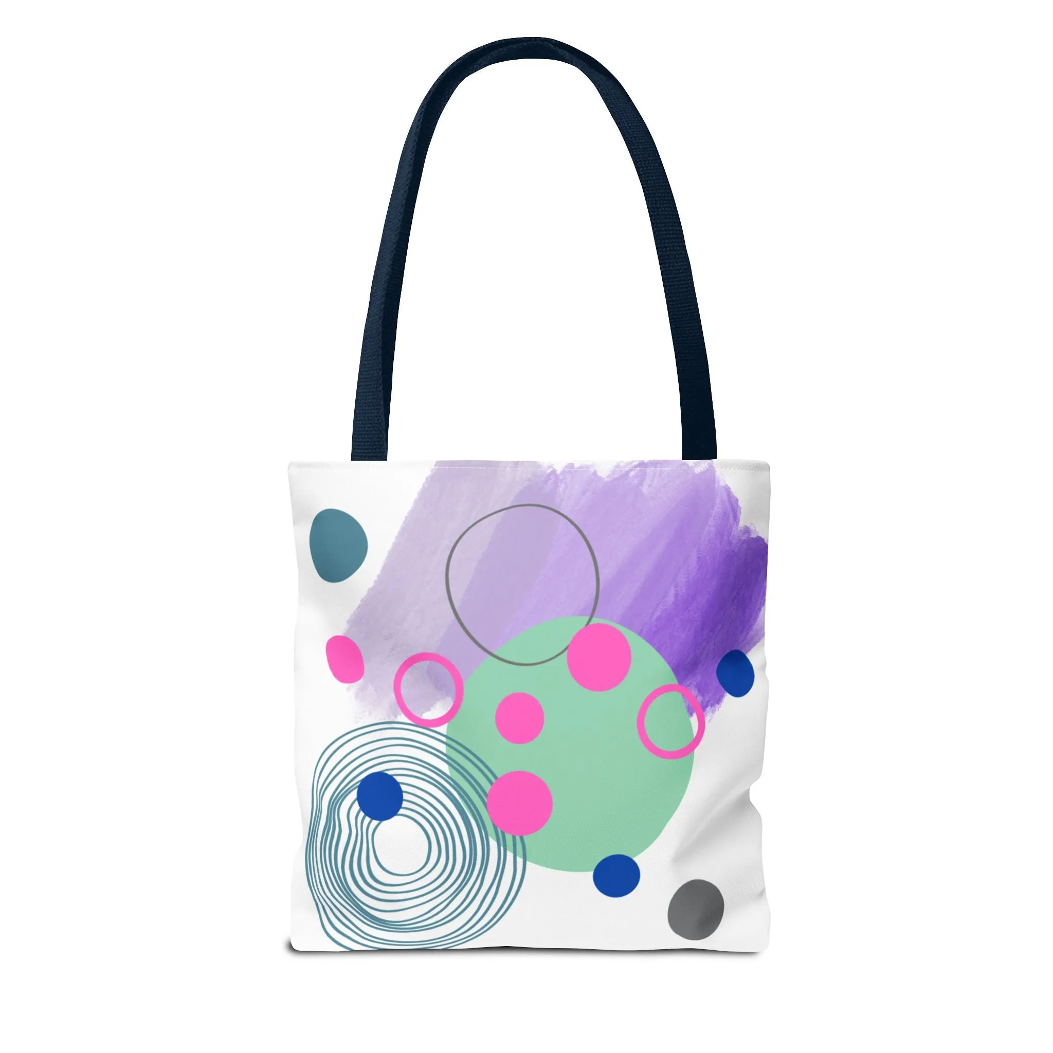 Geometric Tote Bag with Whimsical Digital Abstract Designs