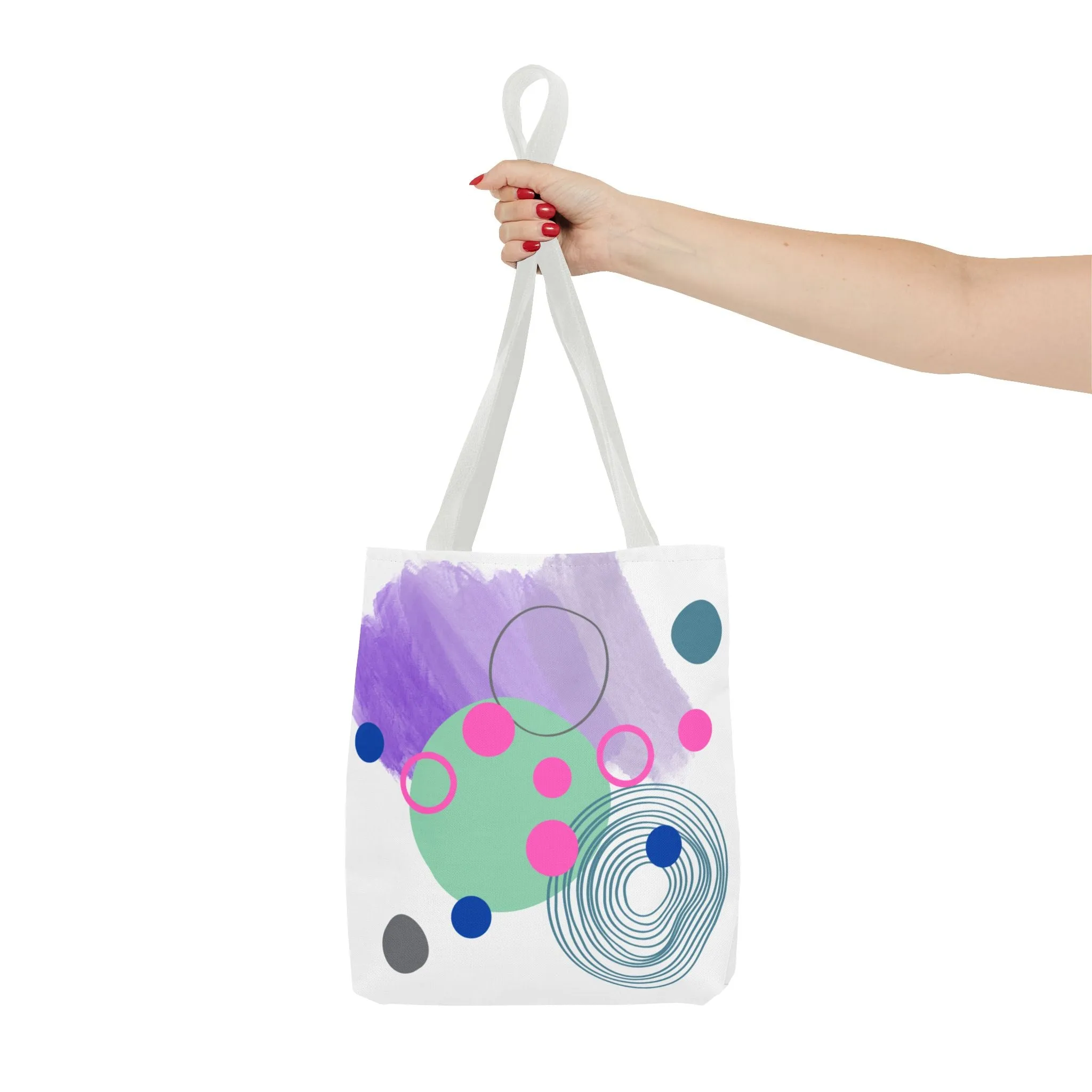 Geometric Tote Bag with Whimsical Digital Abstract Designs