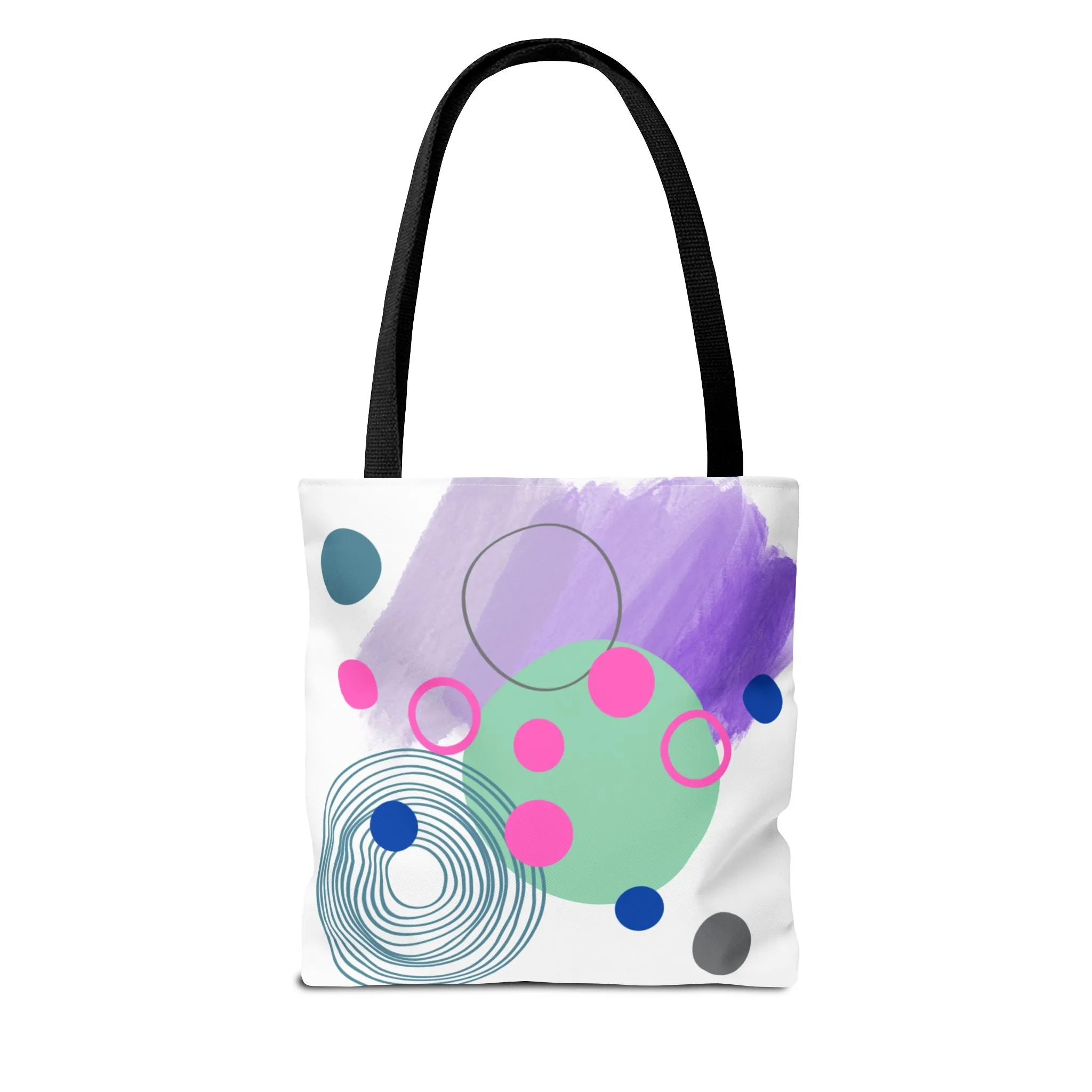 Geometric Tote Bag with Whimsical Digital Abstract Designs