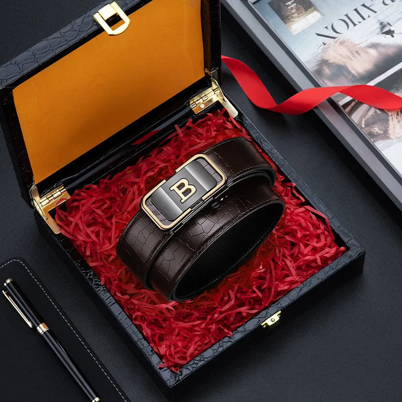 Hot sale 50% off Men's Crocodile-Patterned Automatic Buckle Belt