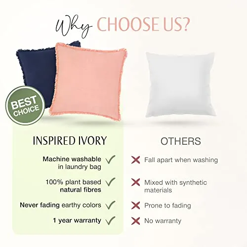 INSPIRED IVORY Linen Pillow Cover 18x18 Inch Pink Throw Pillow Cover