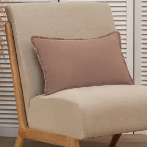 INSPIRED IVORY Lumbar Pillow Cover 12x20 Inch - Rustic Farmhouse Cinnamon Brown Throw Pillow Covers for Couch Sofa Bed Living Room Fall Decor Decorative Pillow Covers - Linen Pillow Cover with Fringe