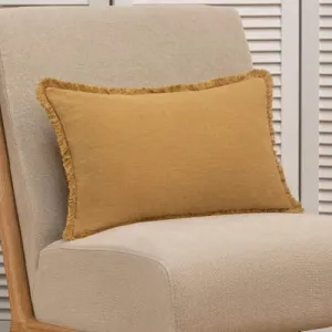 INSPIRED IVORY Mustard Yellow Throw Pillow Cover 12x20 Inch - Modern Farmhouse Lumbar Pillow Covers with Fringe - Boho Decorative Pillow Covers for Couch Sofa, Bed, Living Room Accent Pillow Covers