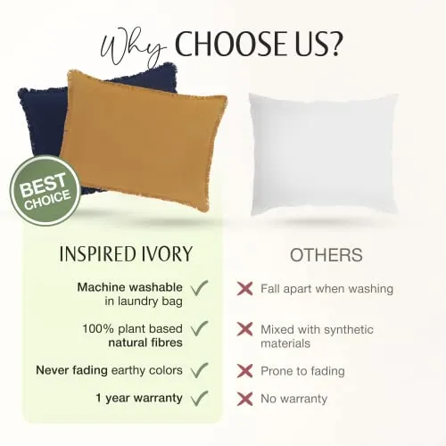 INSPIRED IVORY Mustard Yellow Throw Pillow Cover 12x20 Inch Modern Farmhouse