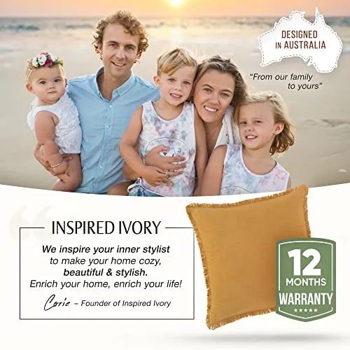 INSPIRED IVORY Mustard Yellow Throw Pillow Cover 12x20 Inch Modern Farmhouse