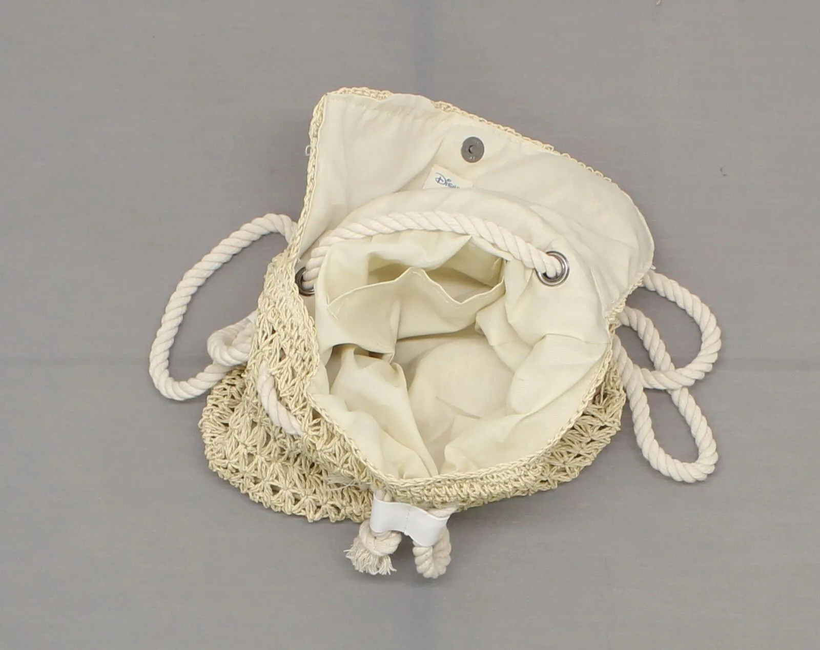 Junk Food MICKEY MOUSE Raffia Straw Macrame Cinch Backpack