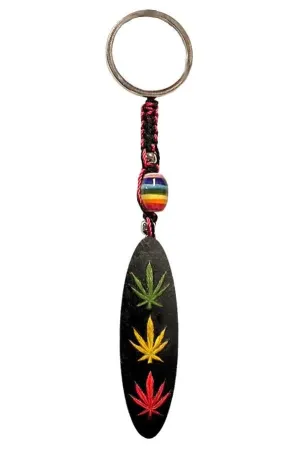 Keychain - Triple Rasta Leaf
