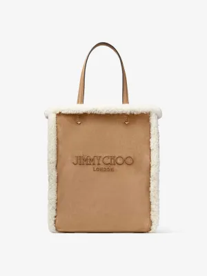 Lenny North-South M rattan suede tote bag