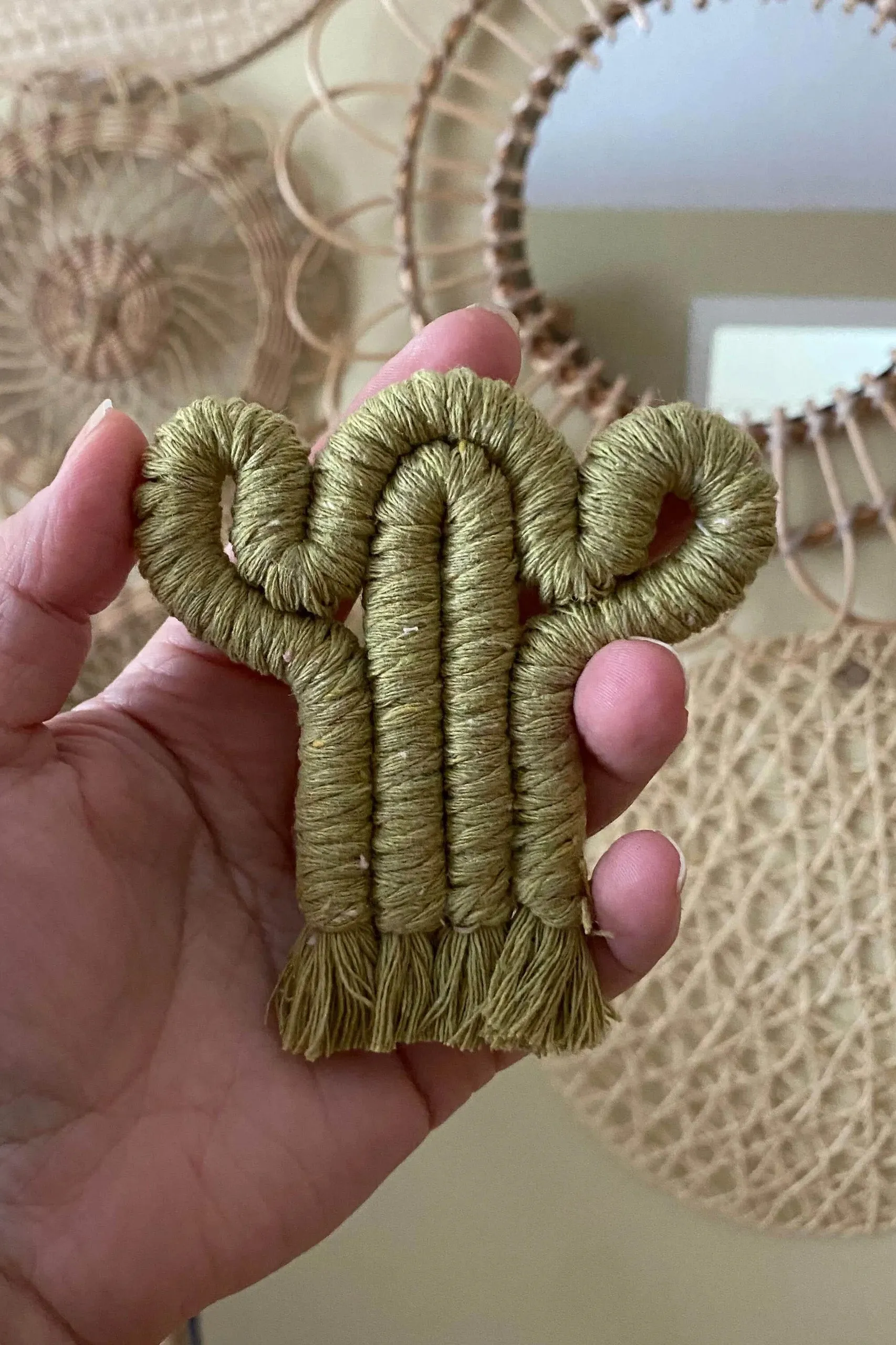 Macrame Cactus Key Charm
