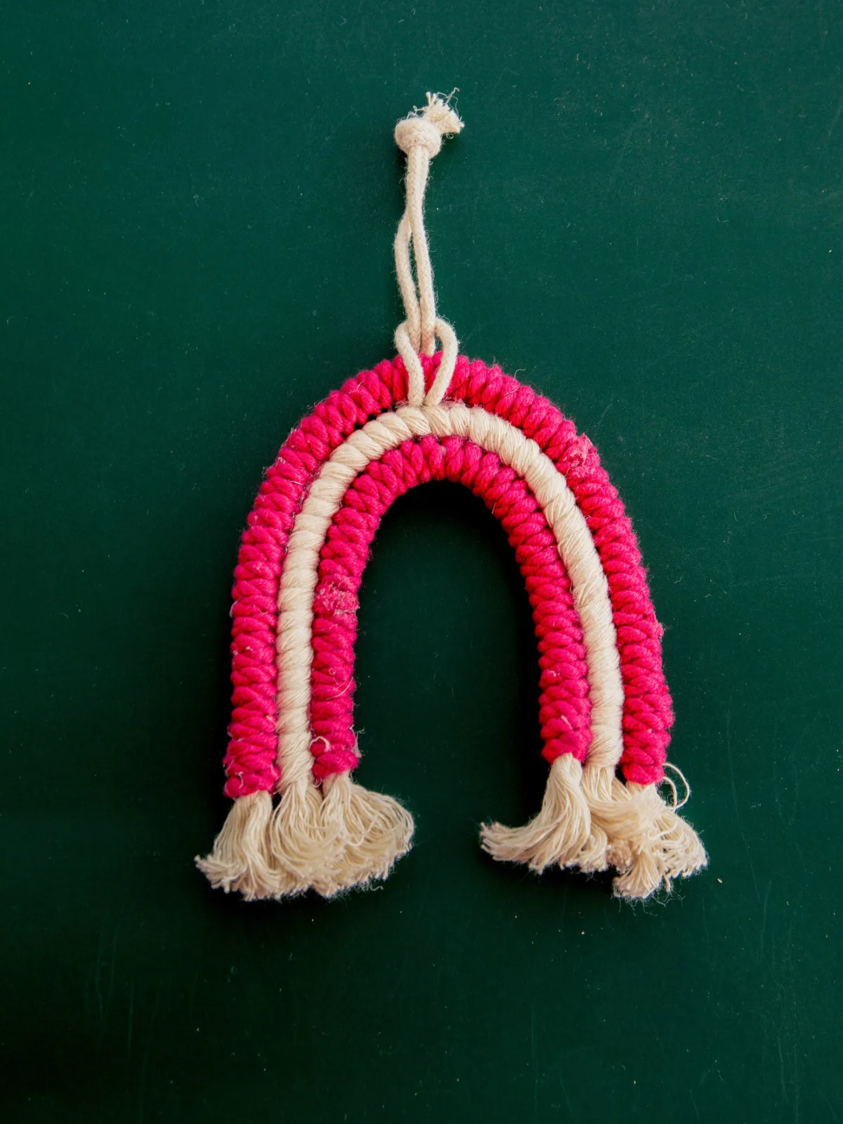 Macrame Christmas Ornaments Set of 3 Red and White