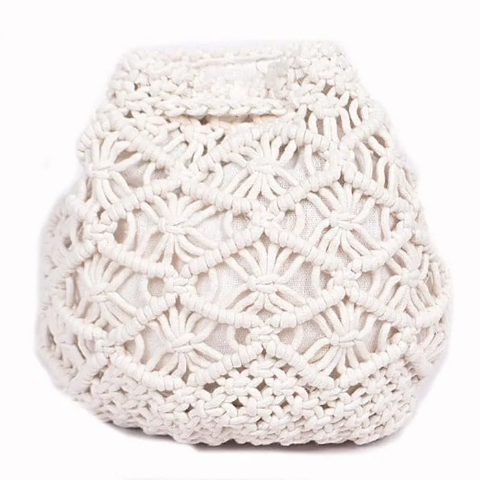 PP6937 Diamond Macrame Drawstring Drop Backpack