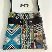"The Jackie" Three-Panel Canvas Bag–Geometric