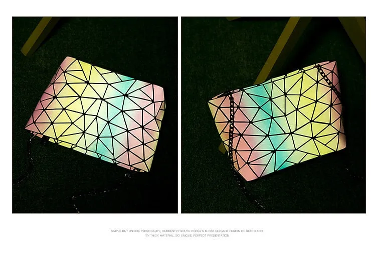 Rainbow Backpack Geometric Lattice Laser Bag Fashion Noctilucent