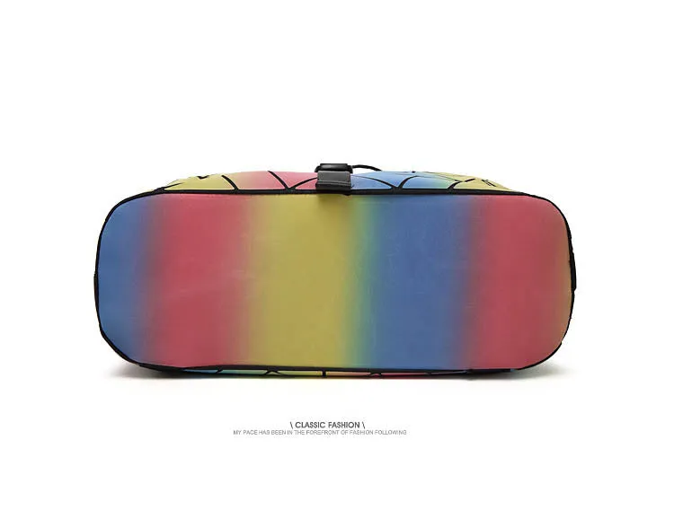 Rainbow Backpack Geometric Lattice Laser Bag Fashion Noctilucent