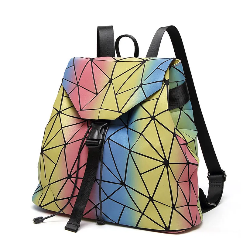 Rainbow Backpack Geometric Lattice Laser Bag Fashion Noctilucent