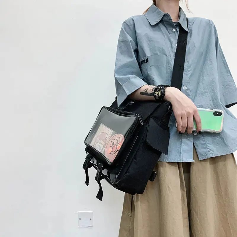 Sohiwoo Casual Women Backpacks Fashion Oxford Individuality Transparent Bag Female Large Capacity Commute Mochila Femenina
