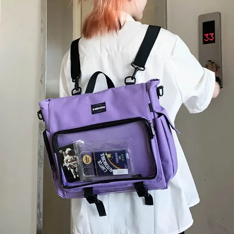 Sohiwoo Casual Women Backpacks Fashion Oxford Individuality Transparent Bag Female Large Capacity Commute Mochila Femenina