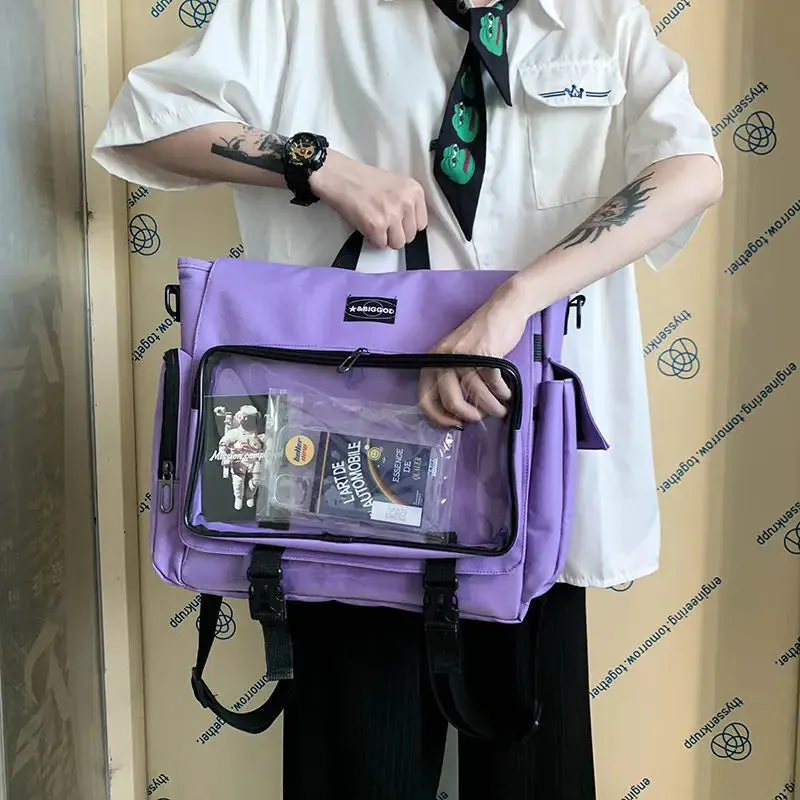 Sohiwoo Casual Women Backpacks Fashion Oxford Individuality Transparent Bag Female Large Capacity Commute Mochila Femenina