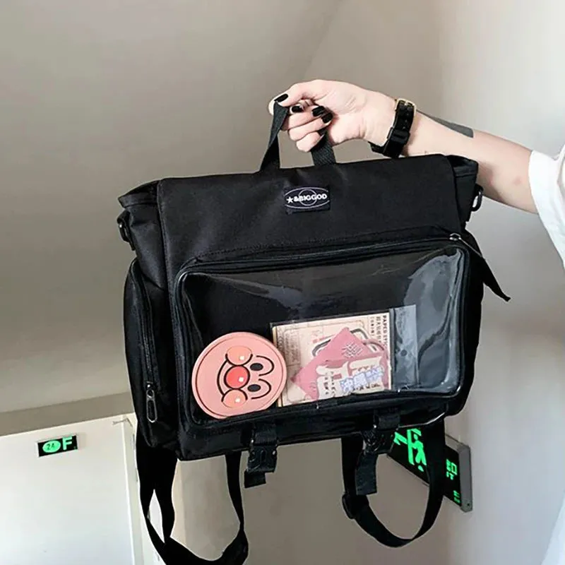 Sohiwoo Casual Women Backpacks Fashion Oxford Individuality Transparent Bag Female Large Capacity Commute Mochila Femenina