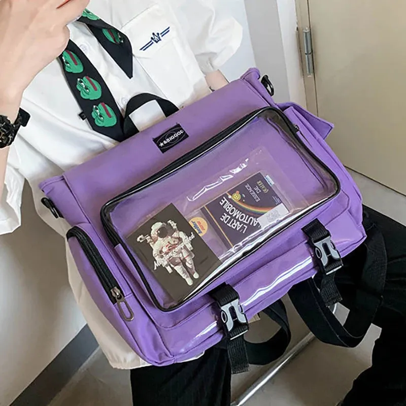 Sohiwoo Casual Women Backpacks Fashion Oxford Individuality Transparent Bag Female Large Capacity Commute Mochila Femenina