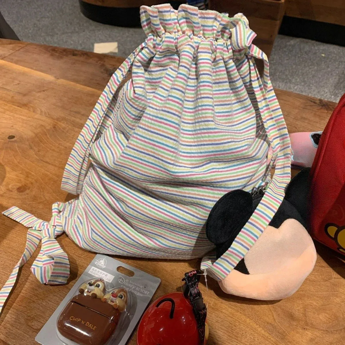 Sohiwoo Striped Cute Drawstring Backpack Causal Japanese Korean Style Shoulders Bag 2024 New Spicy Girl Y2k Backpacks