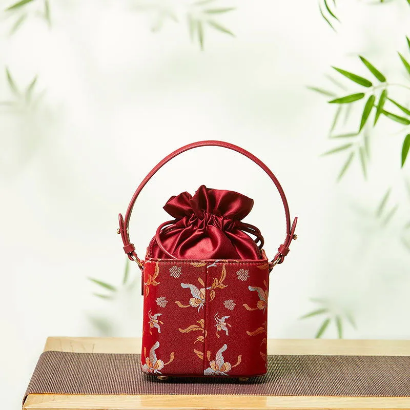 Song Brocade New Chinese Style Cube Bucket Bag