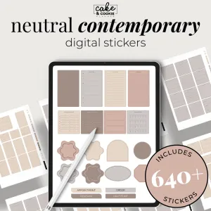 Stickies and Widgets - Neutral Contemporary - Digital Planner Stickers