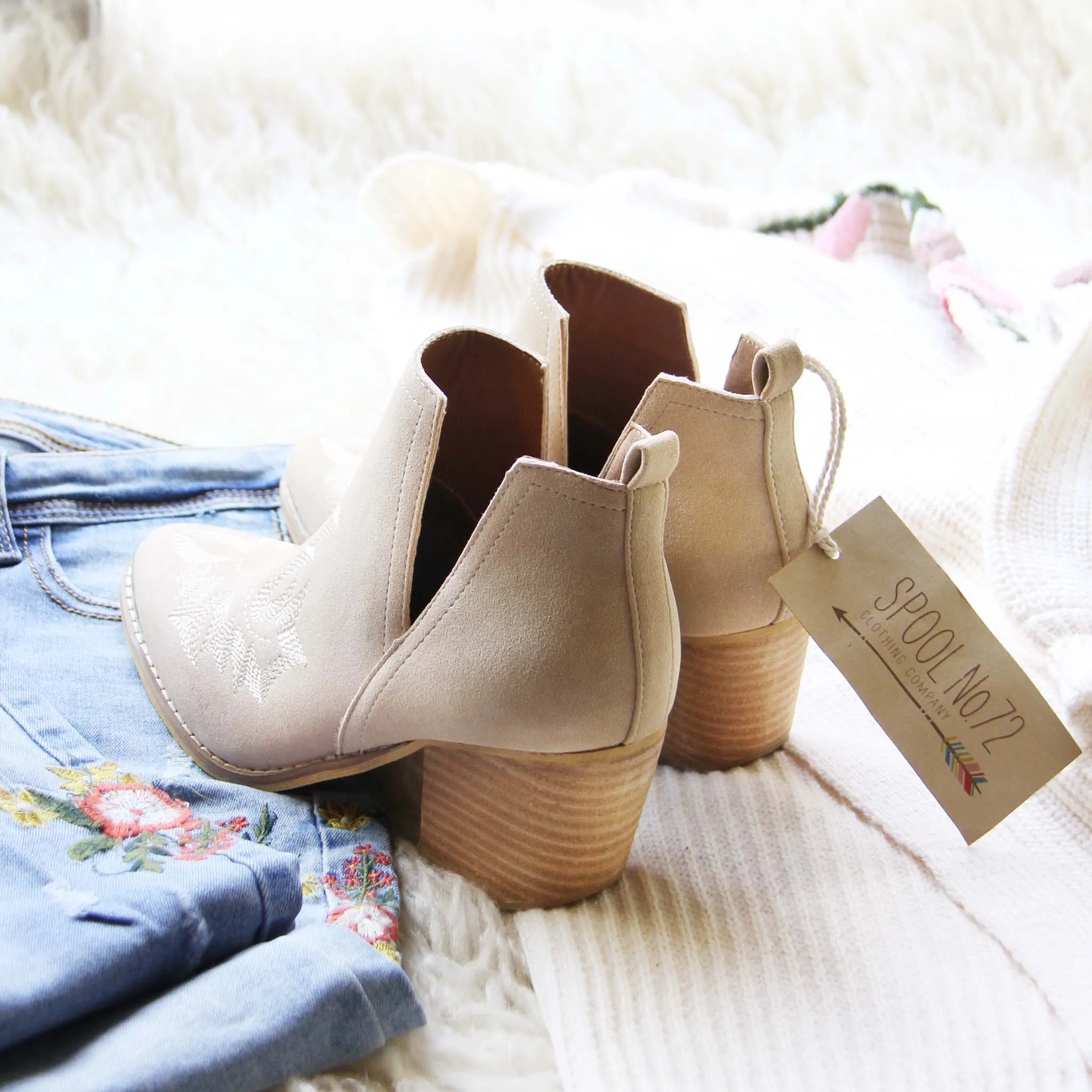 Talia Stitch Booties in Sand