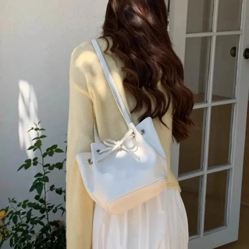 TAVIMART  -  Korean Sweet Girls Elegant Solid Shoulder Bags All Match Fashion Simple Underarm Bag 2024 Office Lady Fairy Chic Women Handbags