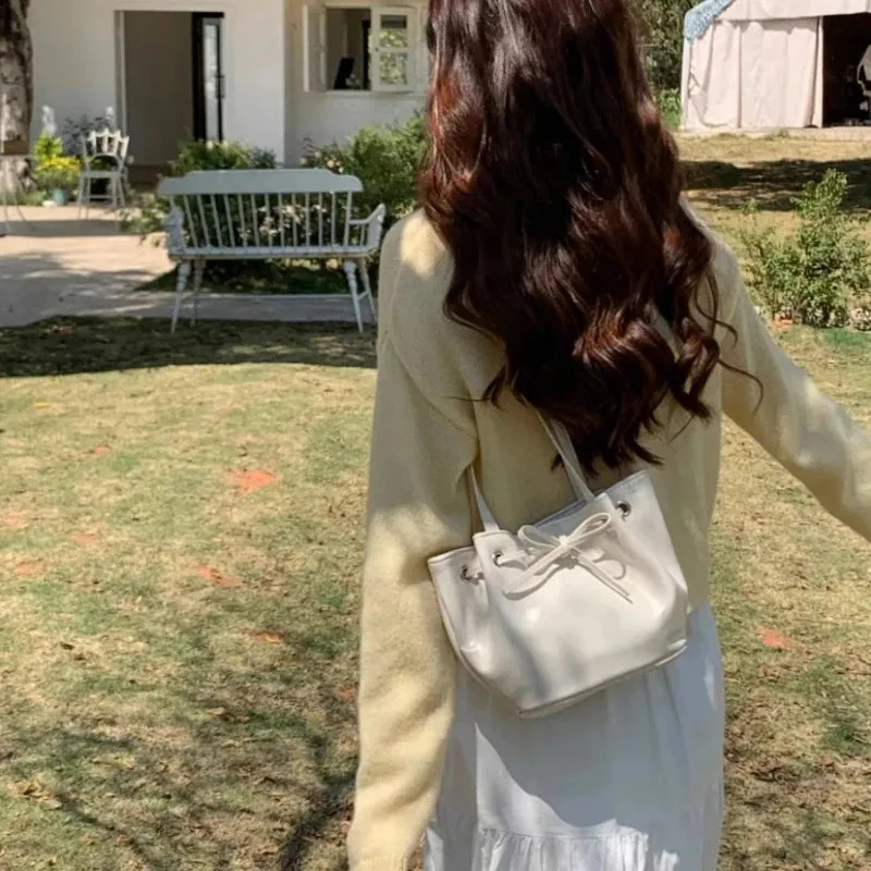 TAVIMART  -  Korean Sweet Girls Elegant Solid Shoulder Bags All Match Fashion Simple Underarm Bag 2024 Office Lady Fairy Chic Women Handbags