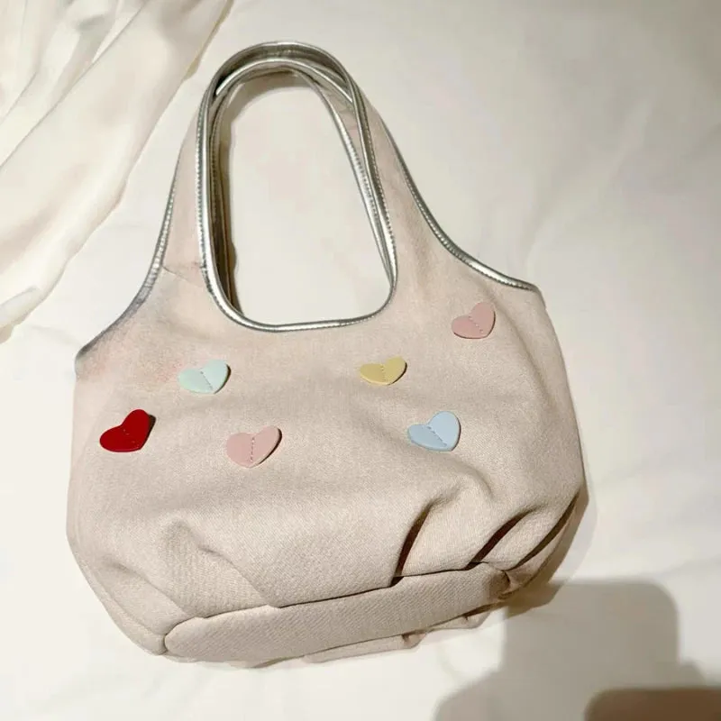 TAVIMART  -  Sweet Y2k Aesthetic Heart Top-Handle Bags Kawaii Cute Fashion All Match Shoulder Underarm Bag Casual Shopping Purse and Handbags
