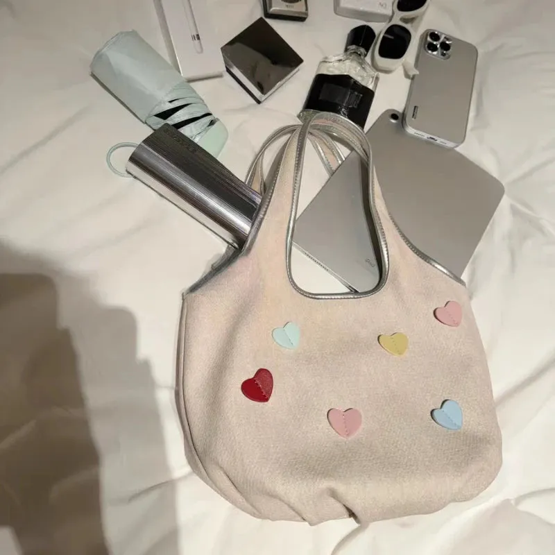 TAVIMART  -  Sweet Y2k Aesthetic Heart Top-Handle Bags Kawaii Cute Fashion All Match Shoulder Underarm Bag Casual Shopping Purse and Handbags
