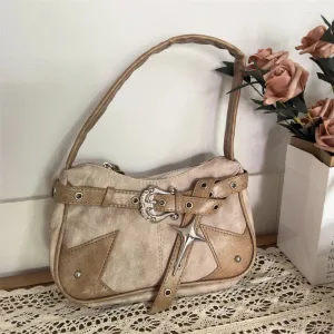 TAVIMART  -  Y2k Aesthetic Punk Vintage Belt Women's Handbags Casual All Match Trendy Underarm Bag Fashion Patchwork Shoulder Bags Japanese