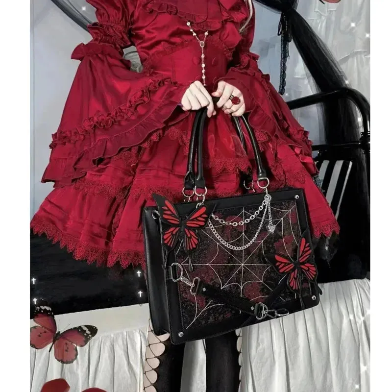 TAVIMART  -  Y2K Labyrinth Butterfly Spider Web Chain Handbags Fashion DIY Transparent Ita Bag Girl Lolita Gothic Tote Vintage Shoulder Bag