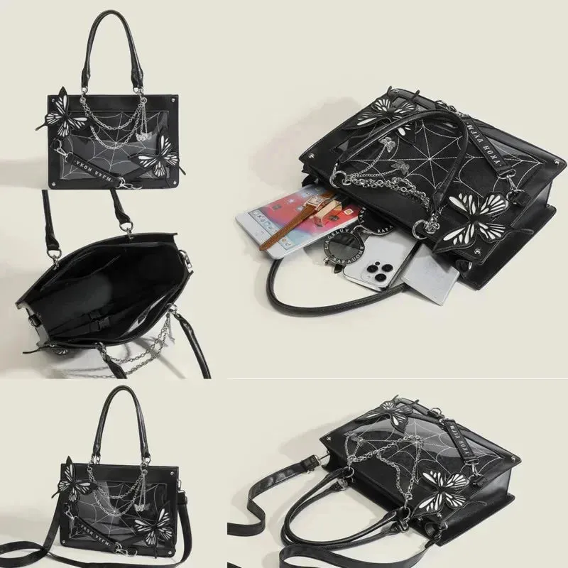 TAVIMART  -  Y2K Labyrinth Butterfly Spider Web Chain Handbags Fashion DIY Transparent Ita Bag Girl Lolita Gothic Tote Vintage Shoulder Bag